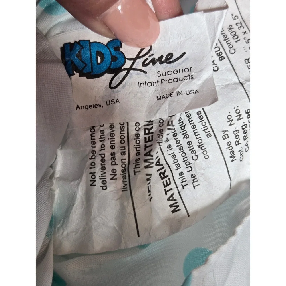 Vintage Kids Line Teddy Bear Balloons Polka Dot Baby Quilt Ruffled Aqua 35x45